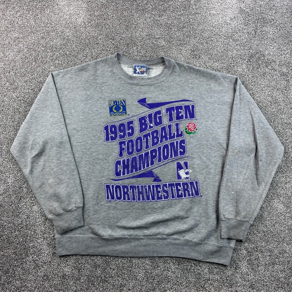 Vintage Northwestern Wildcats Sweatshirt Mens XL Gray Big Ten Football Champions